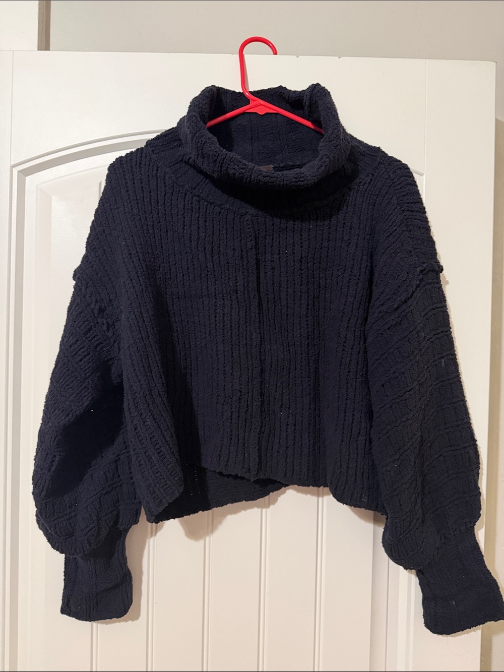 Free People Black Cropped Turtleneck Sweater